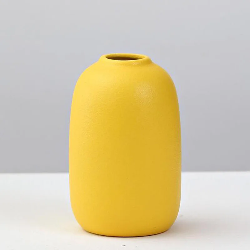 Porcelain Yellow Color Flower Vase Decoration Living Room Flower Arrangement Container Hydroponics Vase Plant Pot Gardening Art