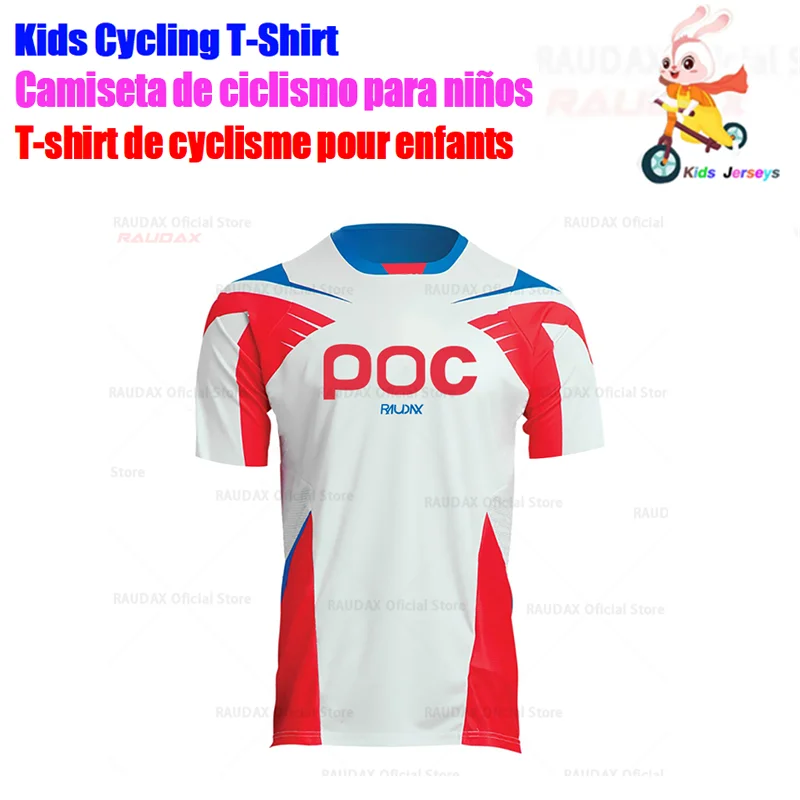 RAUDAX POC Kids Summer Quick Dry Motocross Jersey Downhil Mountain Bike DH Shirt Balance Car Clothing Ropa for Boys MTB T-Shirts