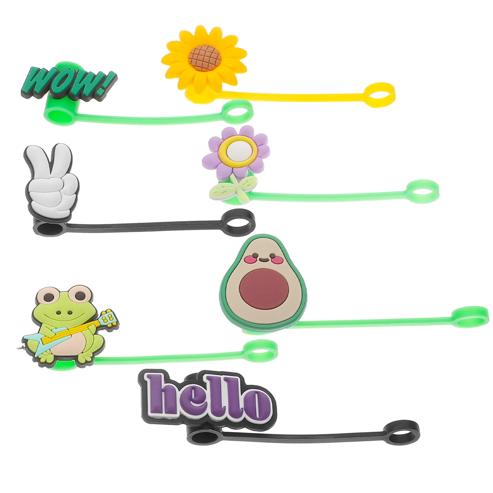 

7pcs Silicone Covers Reusable Cute Design Protects Straw Safe Practical Family Gatherings Picnic Party Occasion Kitchen