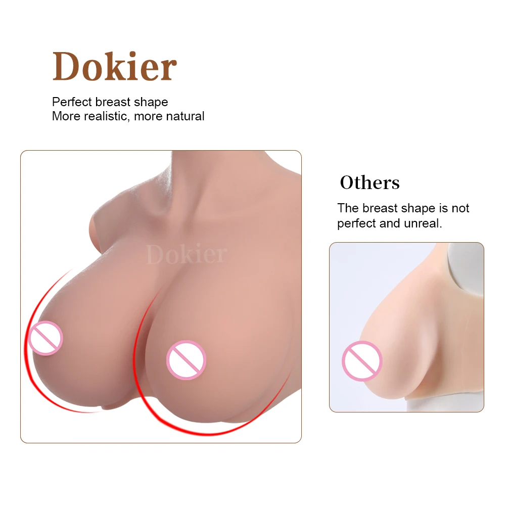 Dokier-Faux Seins Surdimensionnés en Silicone, Formes Réalistes, Plaques de Poitrine, Col Rond