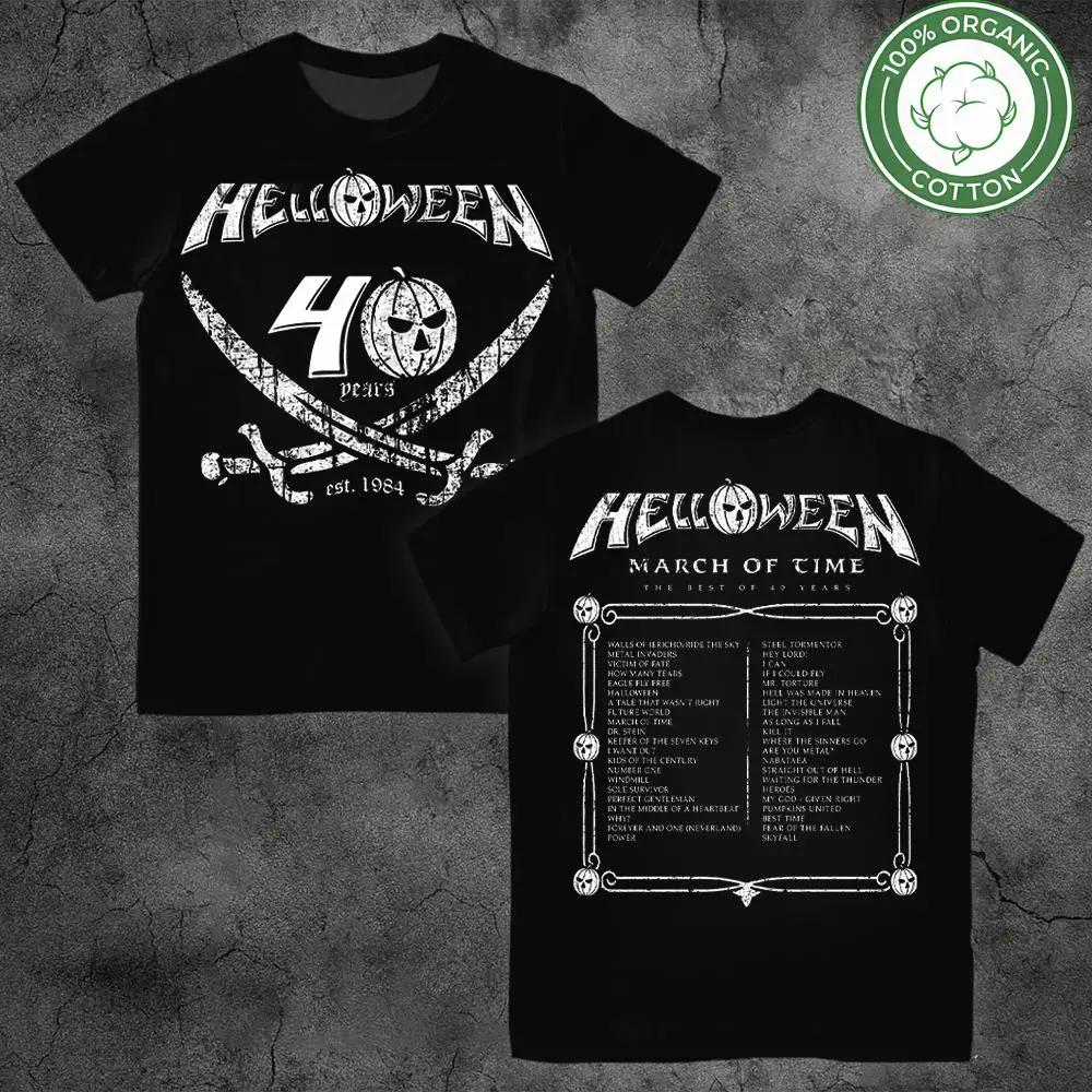 

Heavy Metal Rock Band Helloween Cotton Graphic T-shirts Street Hip-hop Oversized Men's Tee Trendy Vintage Style Unisex Clothing