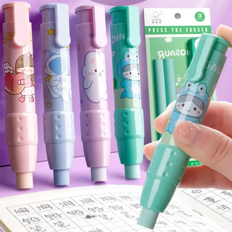 Creative Cartoon Press Eraser Kawaii Bunny Frog Rubber Set Kids Gift Cute Stationery Pencil Erasers Office School Supplies