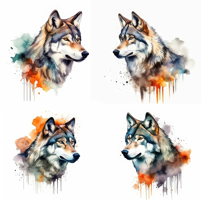 

C74# Watercolor wolf wall stickers children's room background home decoration mural living room wallpaper funny decals