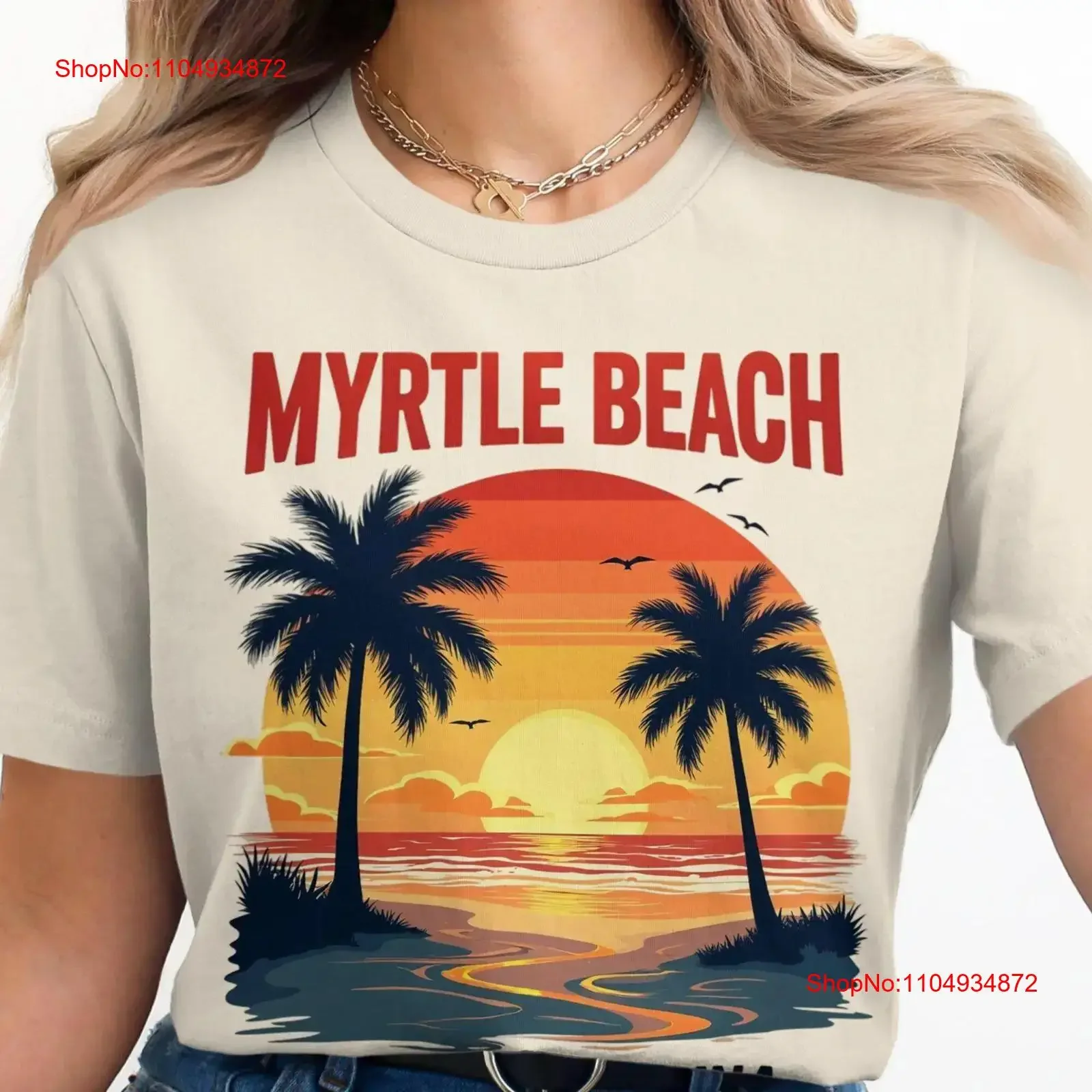 

Myrtle Beach South Carolina T Shirt Sunset Vintage Palm Trees Summer Vacation Coastal vintage Washed designer clothes graphic