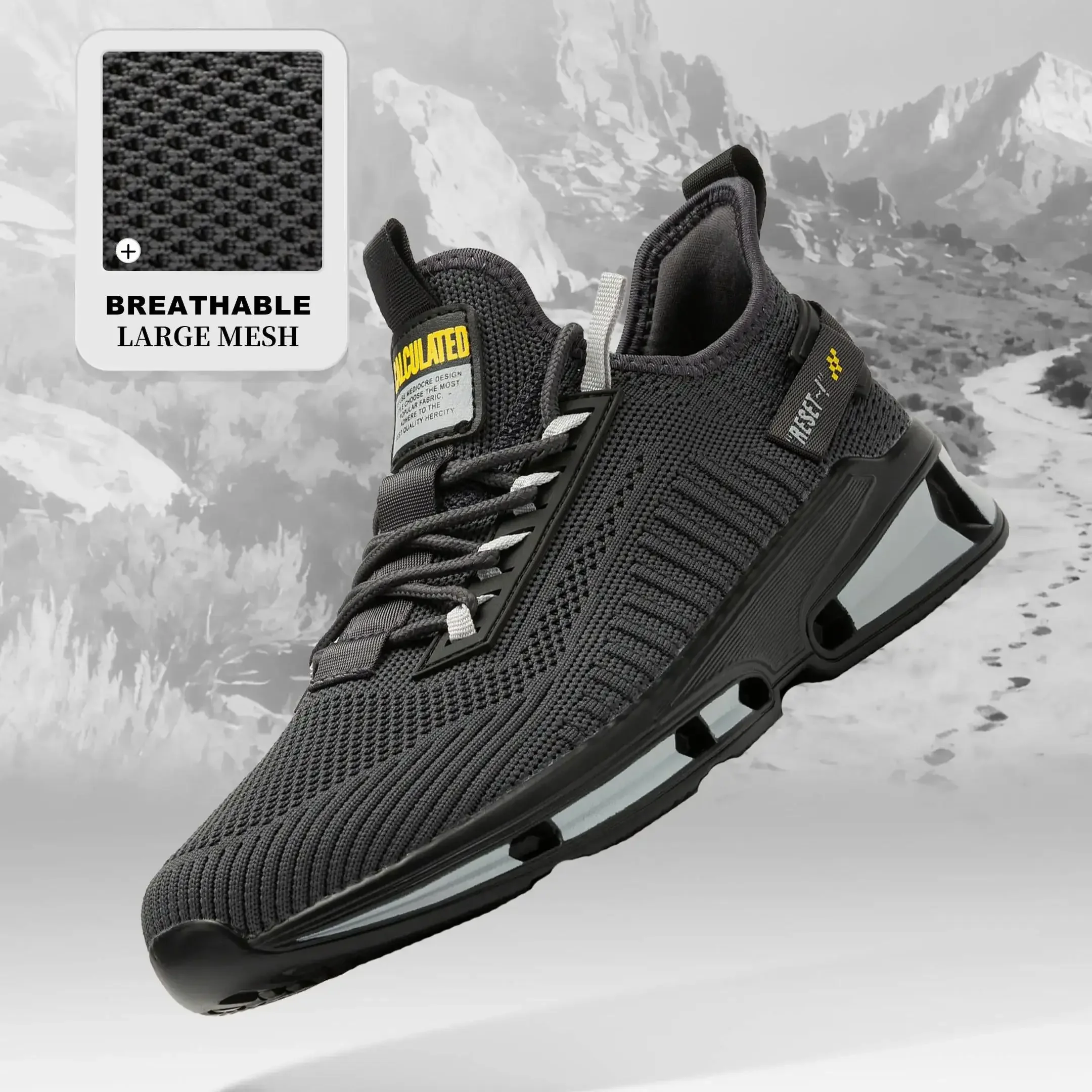 Baasploa Men Running Sneakers Comfortable Knit New Walking Shoes Breathable Fashion Anti-Slip Shock-Absorbing Casual Shoes