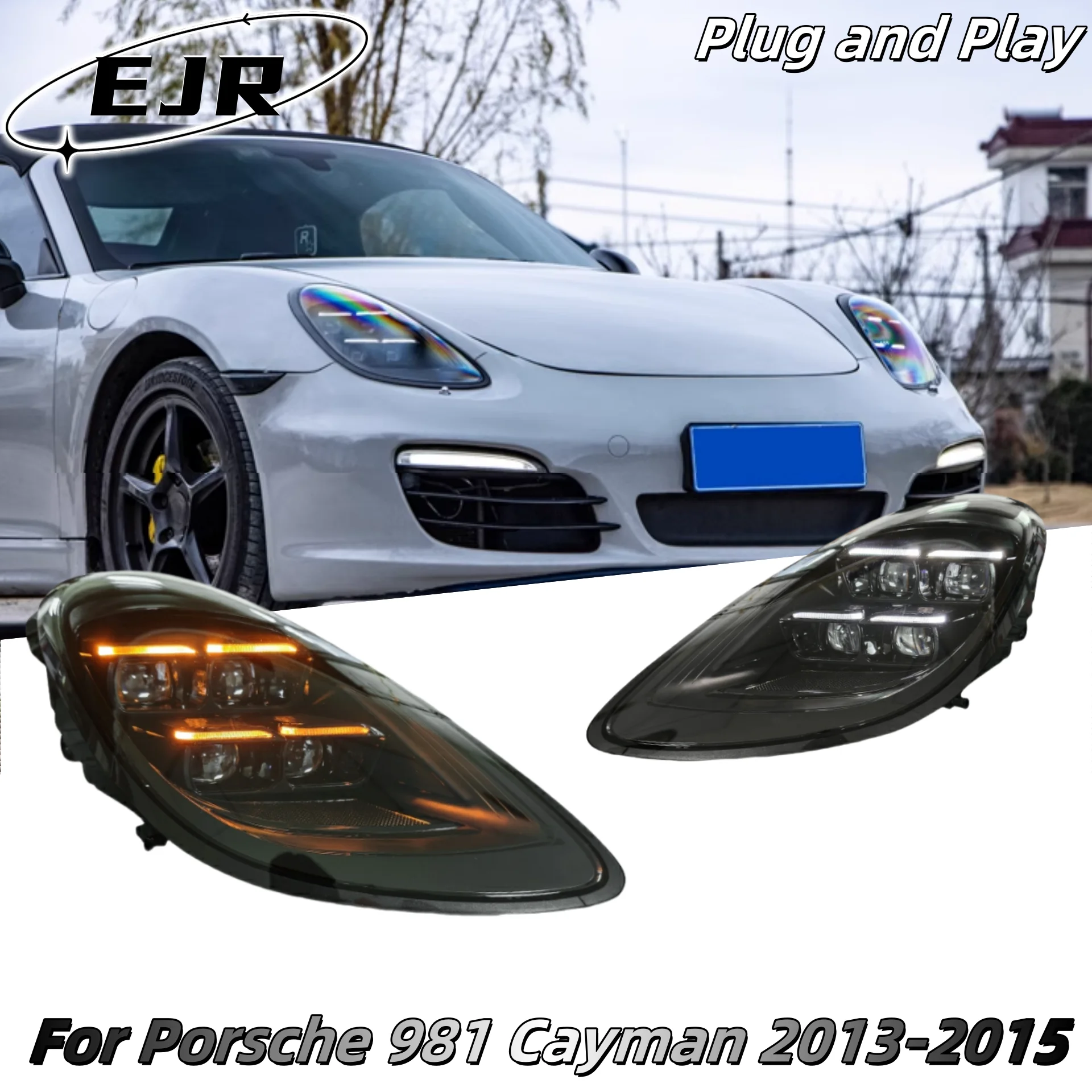 Headlight For Porsche 2013-2015 981 Cayman Front Car Matrix Headlight Modification Upgrade LED Headlights