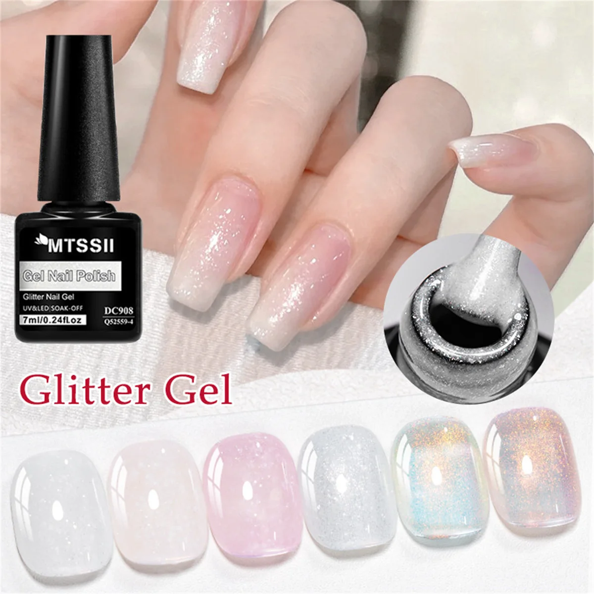 

Молочно-белый розовый снежный блестящий гель-лак для ногтей Auroras Glitter Полуперманентный замачиваемый УФ-светодиодный гель-лак для маникюра Nails Art DIY