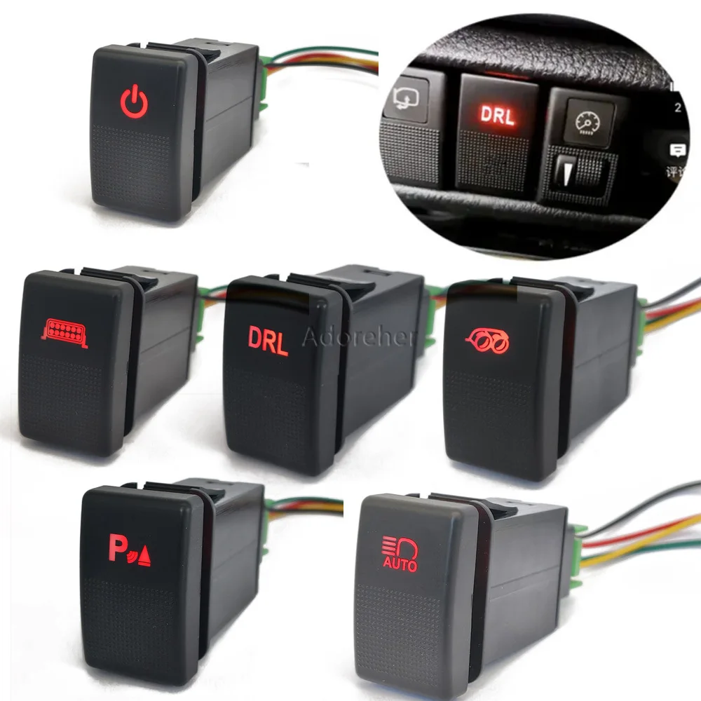 1 PC Car LED Light Recorder Front Fog Light Power on Off Push Switch Button with Connecting Wire Fit for Mazda 5 for Mazda 6