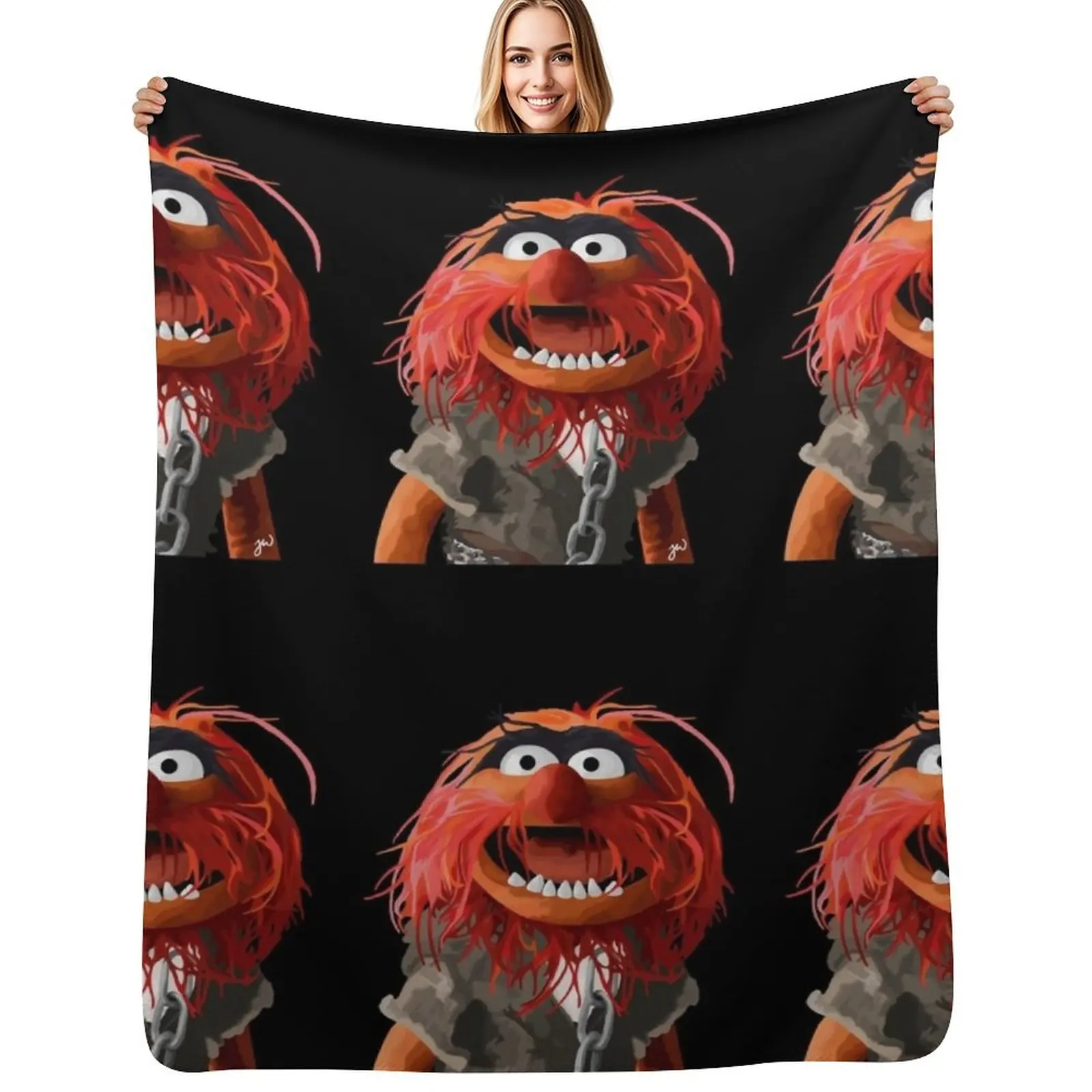 

Animal muppet portrait painting (version 2/2 - no background) Throw Blanket Polar Soft Plush Plaid Blankets