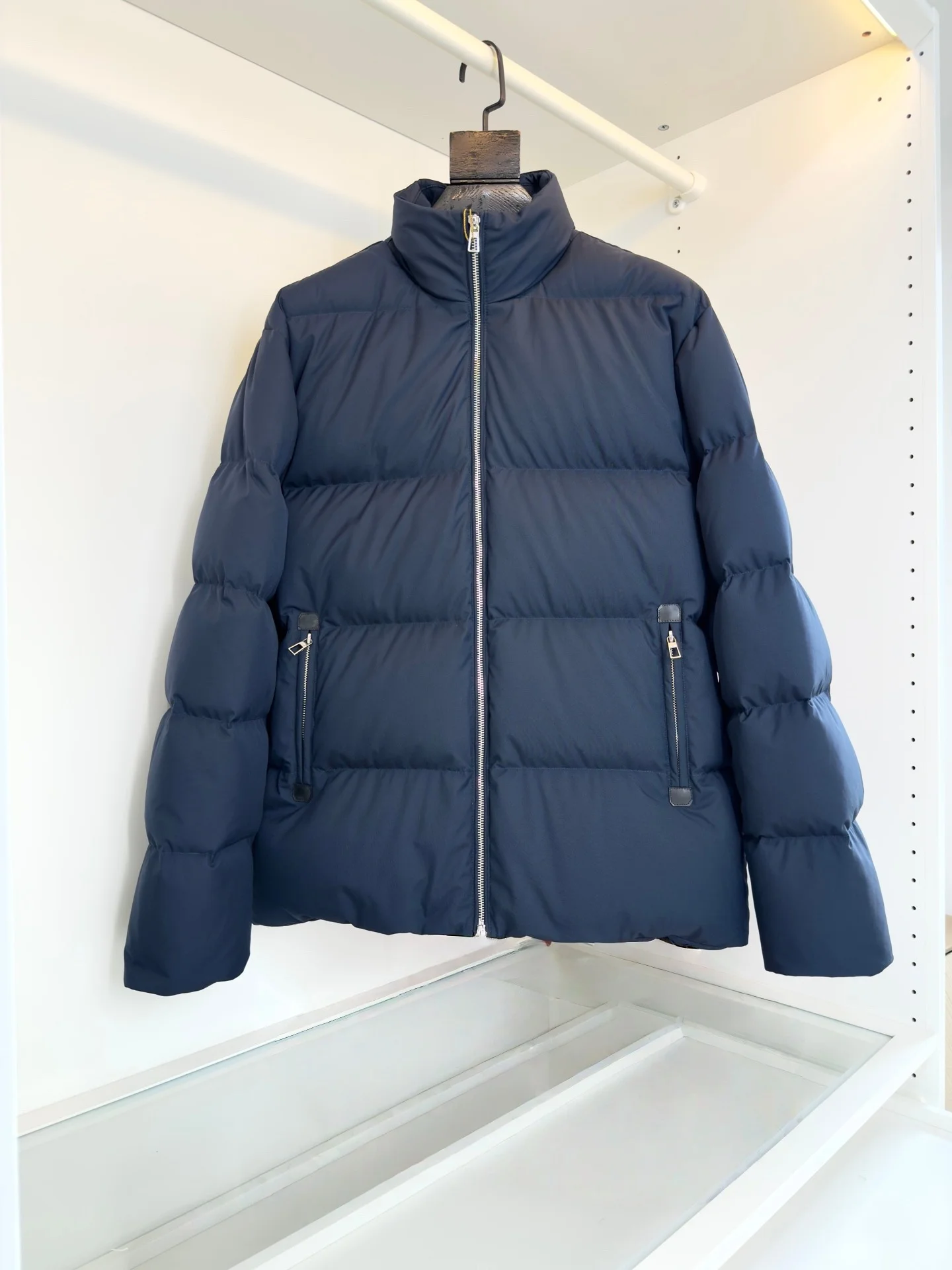 

Men's Stand Collar Down Jacket Business Commuting Winter Coat Leather Trim Zipper Pocket Outdoor Warm Parka 2025 New