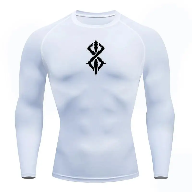 Men Compression Top Anime Berserk Guts GYM Tshirts Running Fitness Tight Sportswear Breathable Sport Long Sleeve Tee
