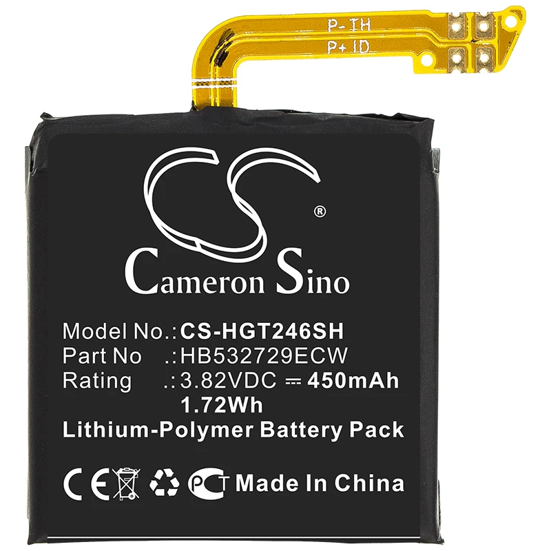 Li-Polymer Smartwatch Battery for Huawei, 3.82V, 450mAh, Compatible Models:  GT2 46mm, GT2 Pro, Magic Watch 2 46mm, MNS-B19