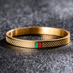 Hot Sale Green Red Color Charm Bangles for Women Men Couple Stainless Steel Jewelry Gift