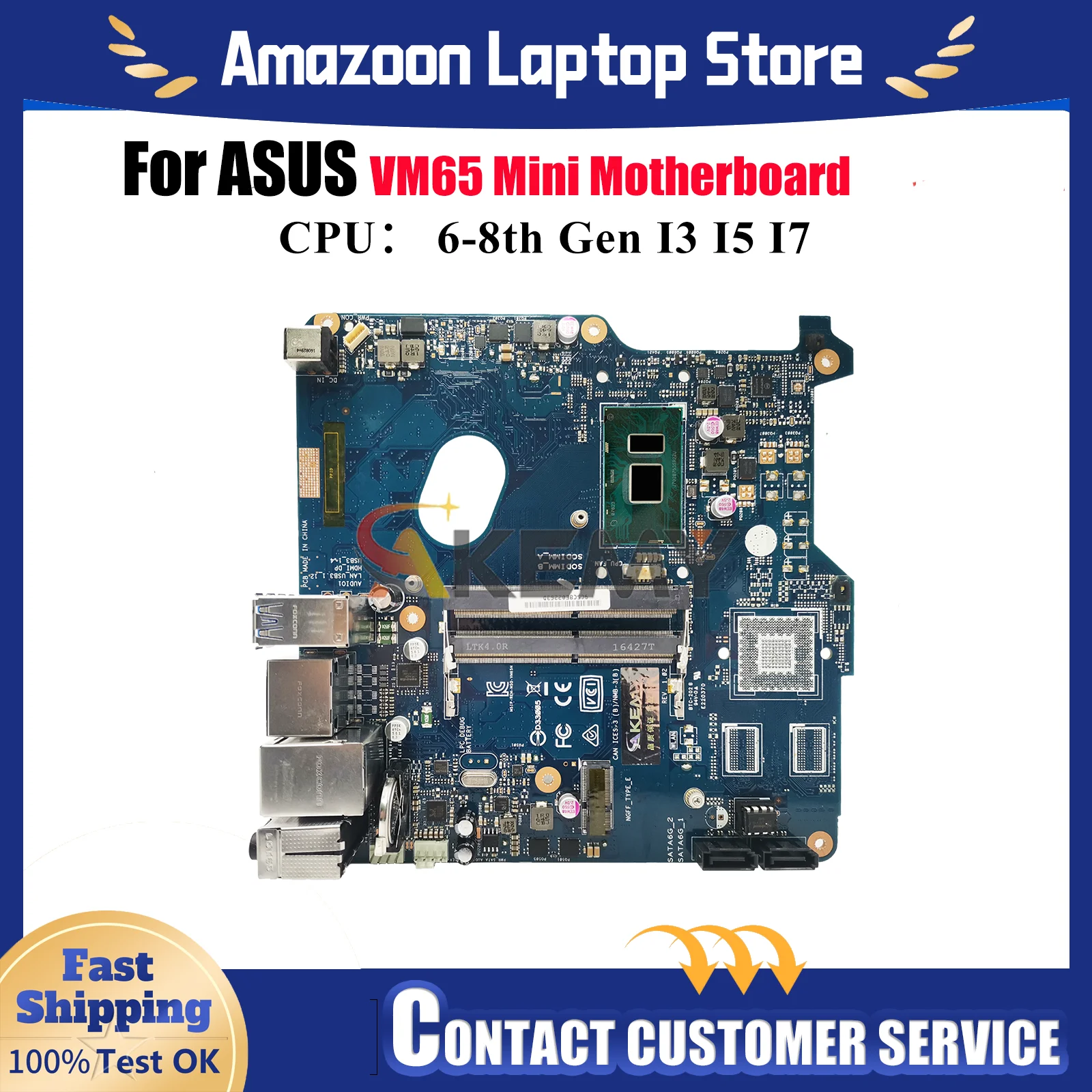 

VM65 Laptop Motherboard For ASUS VivoMini VM65 Notebook Mainboard With I3 I5 I7 CPU 100% tests OK fast shipping High quality