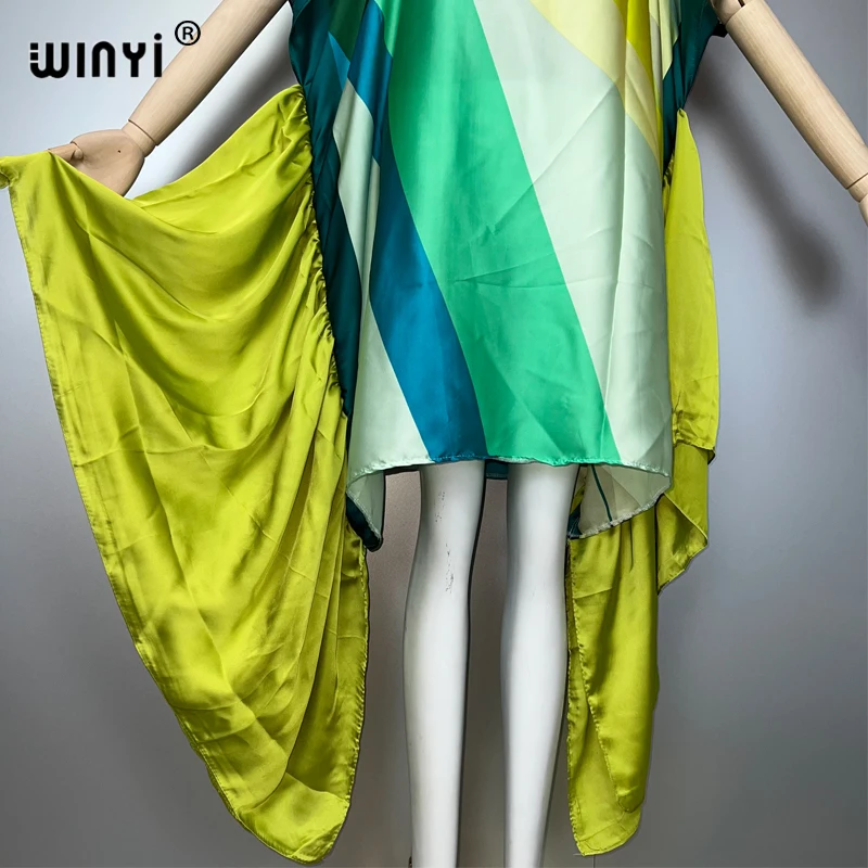 WINYI boho Women summer fashion Evening holiday Beachwear Africa Lady kaftan holiday One-neck sexy elegant beach cover up dress