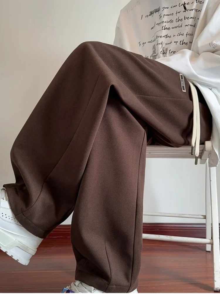 

Men's Casual Wide Leg Pants Spring Autumn Loose Fit Woolen Drapey Straight Leg Sports Sweatpants Faionable Loose Sle
