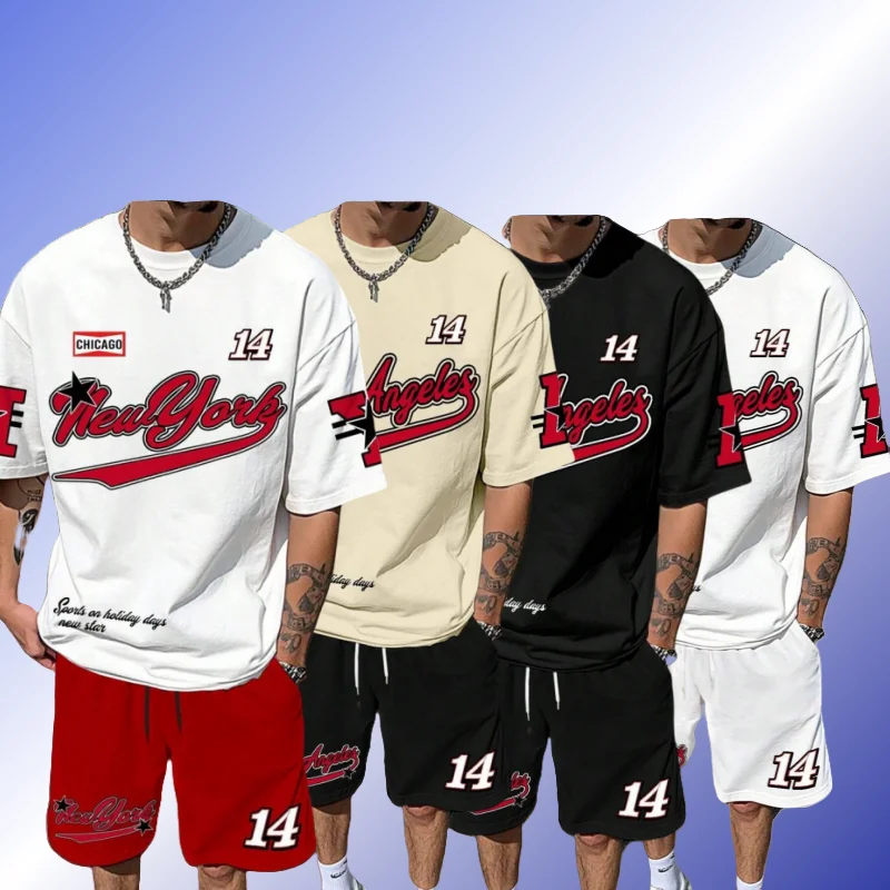 

Fashion Leisure Comfortable Set for Men Including T-shirts Shorts Suitable Sports Fitness Activities 2025 Summer 3D Print