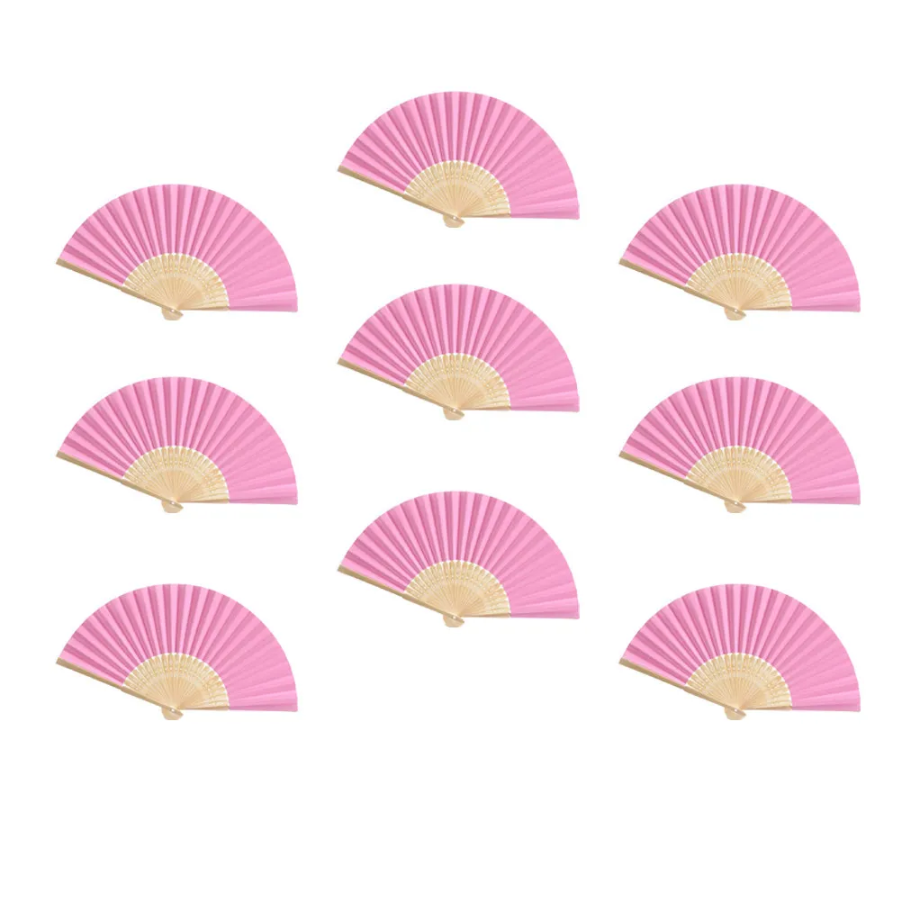 18Pcs Paper Folded Fans 7 Inches Cartoon Folding Handheld Fans Portable Summer Party Decoration Hand Paper Fan