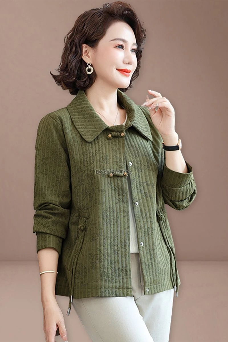 

2025 autumn new chinese retro style women long sleeve cheong button tang suit blouse new spring autumn thicked daily jacket t01