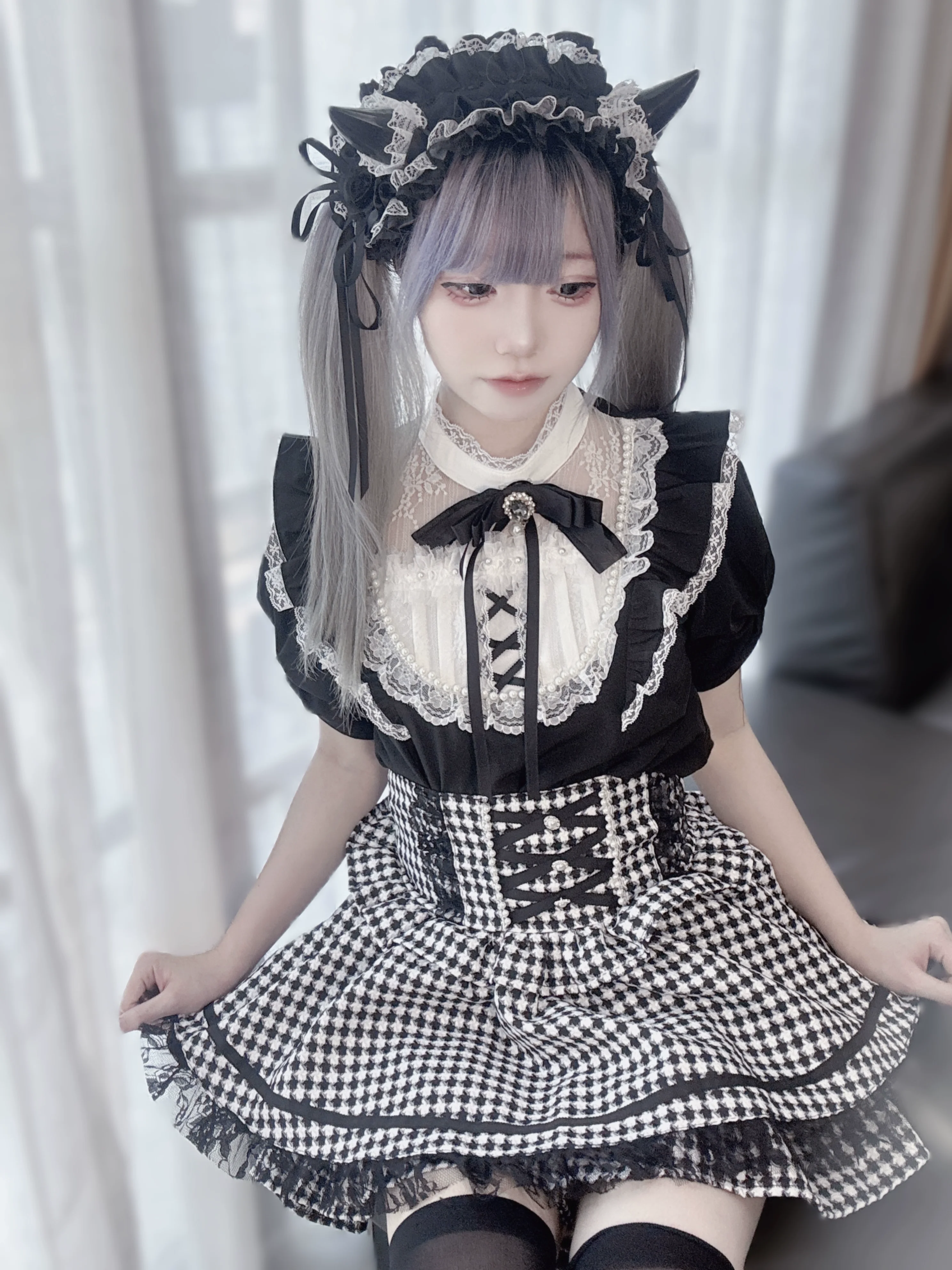 Original Mine Mass-Produced Lolita Short-Sleeve Shirt and Skirt Set Summer Girl's Sweet Cool Gothic Style Top High-Waisted Skirt