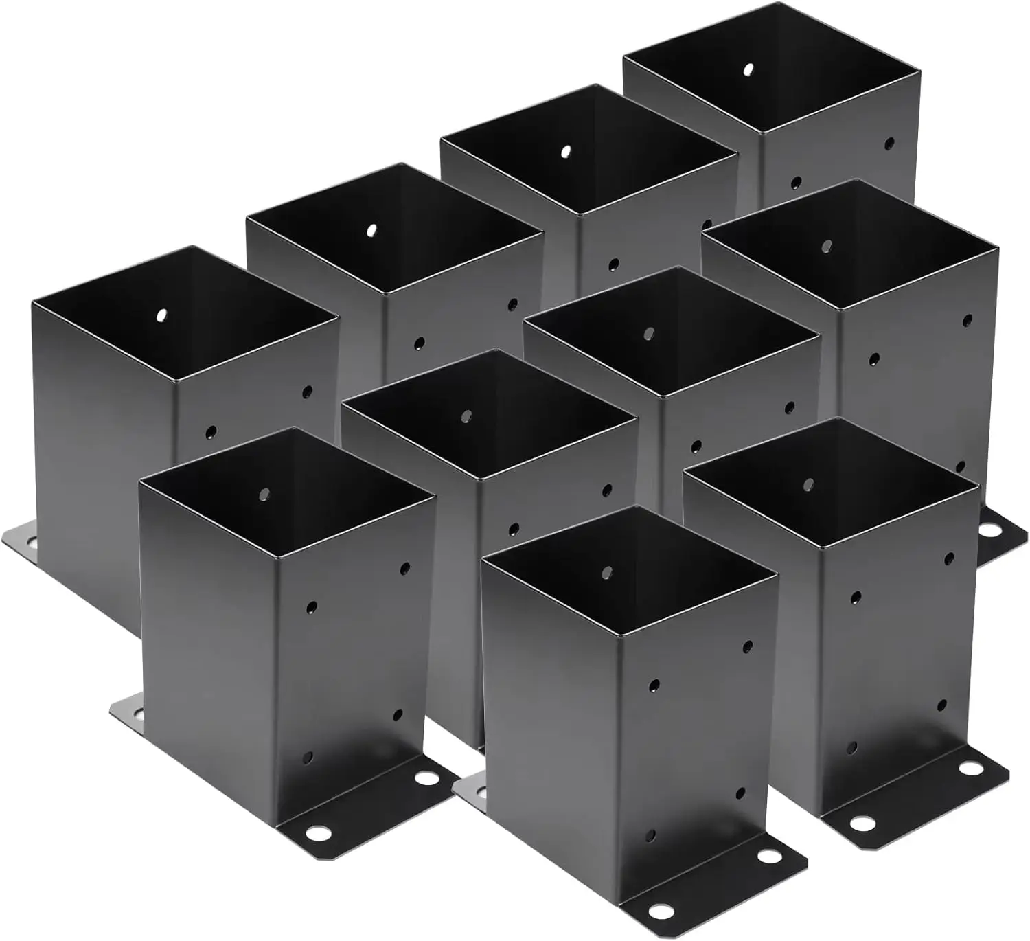 

4x4 Post Base 10 Pack, 3.6x3.6 in Inner, Heavy Duty Steel Black Coated Deck Support Bracket