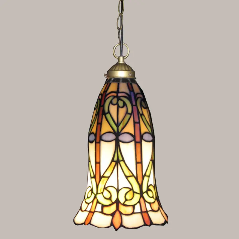 

Colorful Mediterranean Style Bohemia Pendant Light Stained Glass Shade Dining Room Bar Counter Aisle Creative Arts Hanging Lamps