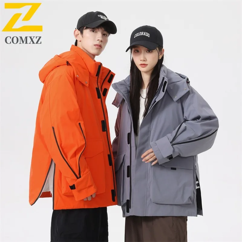 COMXZ الرجال أسفل 3 في 1 2025 شتاء جديد سميكة الأبيض بطة أسفل الحرارية أسفل سترة عمال سترة واقية معطف رياضي غير رسمي 2025