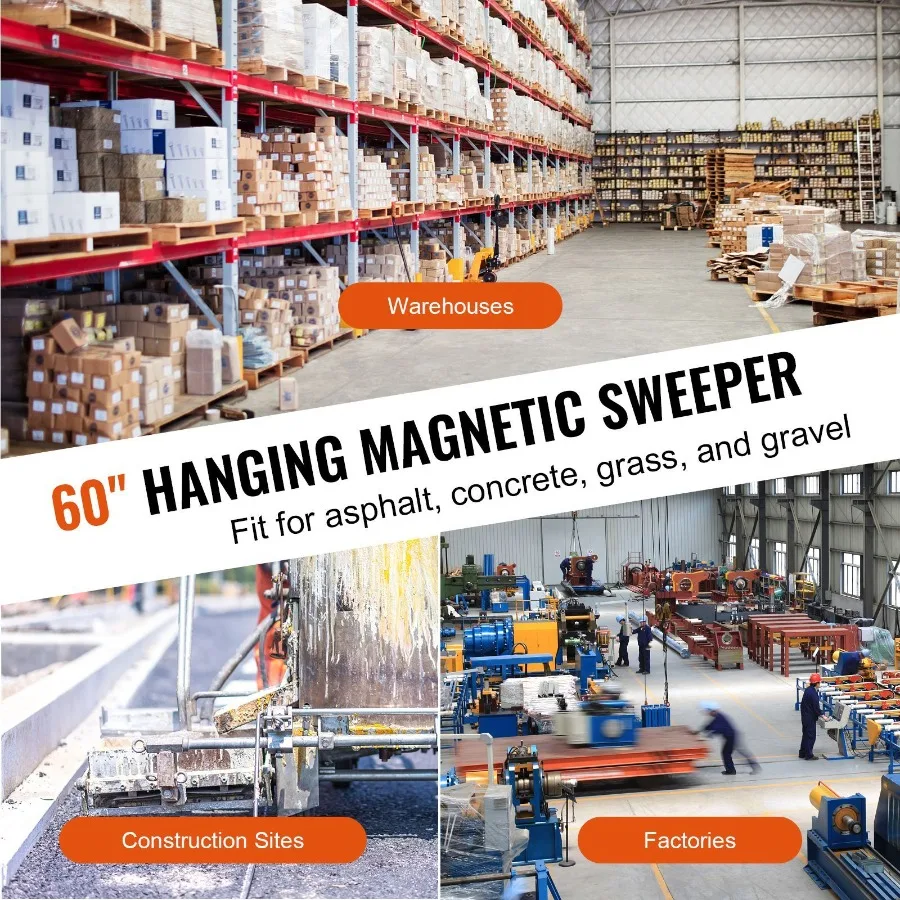 93 lbs Hanging Magnetic Sweeper Pickup Tool for Industrial Use Steel Material with Strong Magnet Black Color Ideal for Picking