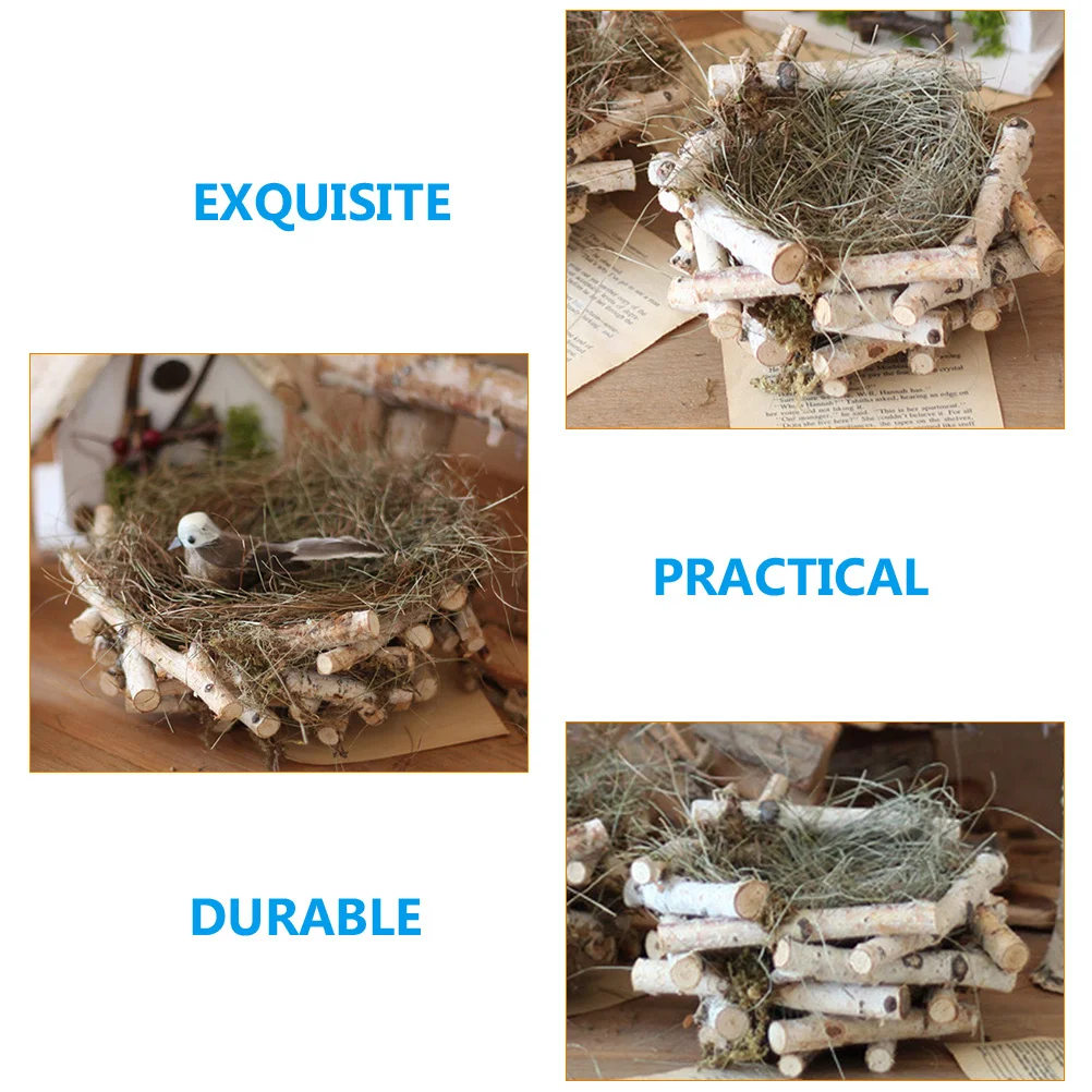 

Simulated Bird Nest Decor Delicate Compact Appearance Adorable Micro Landscape Ornament Gift Outdoor Lights with Plug