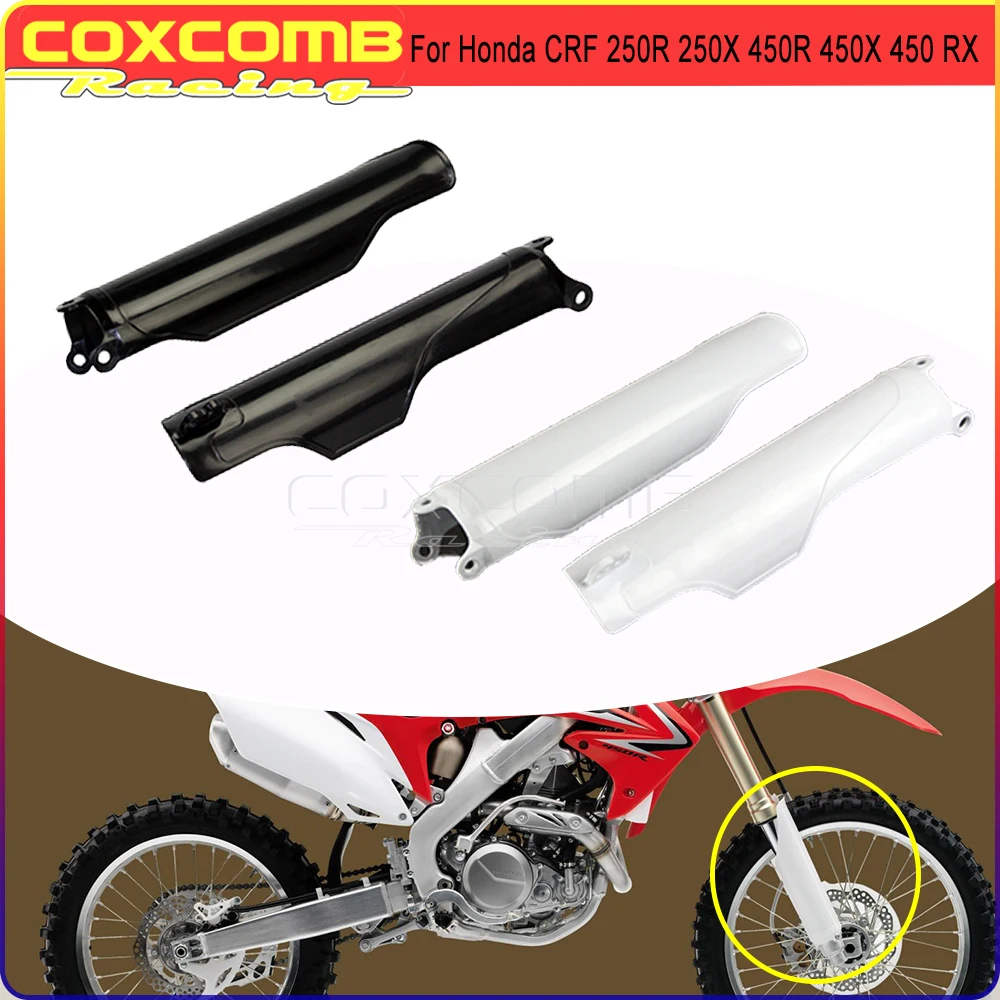 White Plastic Motorcross Front Fork Guards Cover Shock Absorbe For Honda CRF250 CRF450 CR125 CRF CR 125 X 250 450 R RX 1993-2018