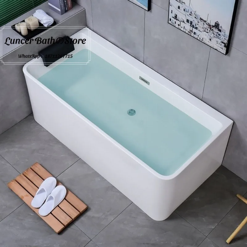 Japanese-style bathtub - freestanding square acrylic domestic hotel seamless bathtub mini sink basin