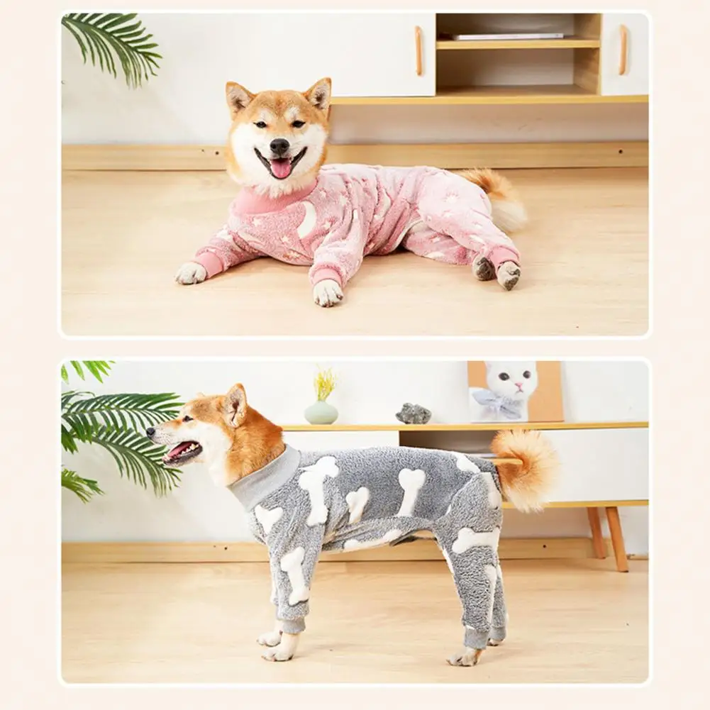 Dog Winter Clothes Pet Flannel Pajamas Cute House Clothes for Medium and Large Dogs High Elastic Four Legs Warm Coat Costume