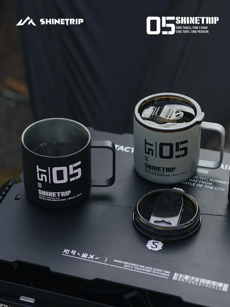 

ShineTrip Outdoor Stainless Steel American Coffee Mug, Heat-Resistant Camping Cup, Double-layer Environmentally Friendly Cup