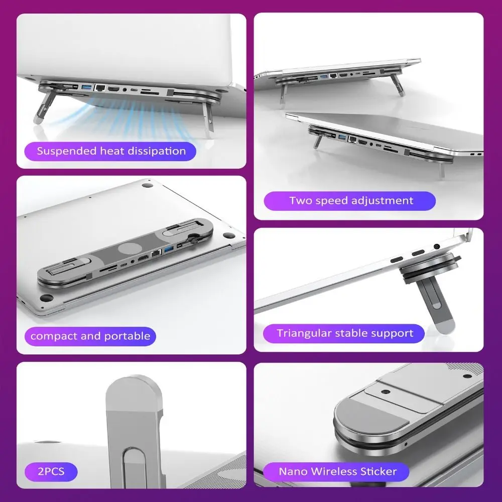 

Высококачественная док-станция для ноутбука 7 в 1, подставка 4K HD Gigabit Ethernet USB C Hub USB A 3.0, универсальный многопортовый адаптер