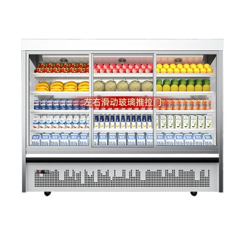 String cabinet, refrigerated display cabinet, self-service hot pot shop Malatang stainless steel air curtain cabinet, ordering