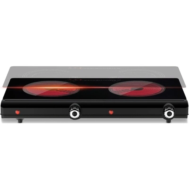 

Infrared Double Burner Electric Stove Portable Induction Cooktop Fast Heating 1800W Countertop Hob for Kitchen Dorm