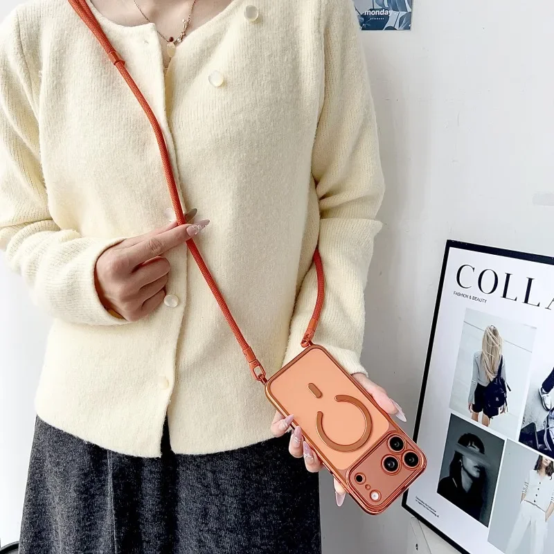 Magnetische Lanyard-Hülle für iPhone 17 Pro Max 14 13 15 16 Plus 17P Original Stoßfeste Crossbody-Halskordel-Hülle mit weichem, transparentem Cover – Detail 4