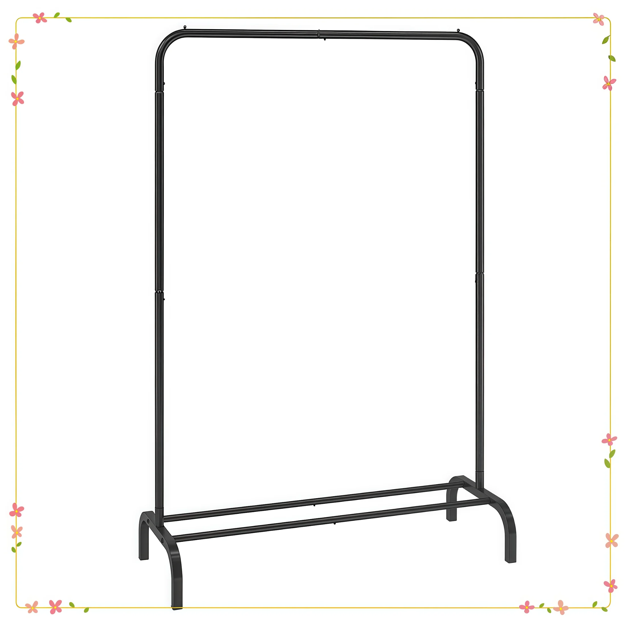 رف ملابس أسود شديد التحمل - مع قضيب تعليق وتخزين أدناه - توفر مساحة متينة لمنظم غرفة النوم في الخزانة