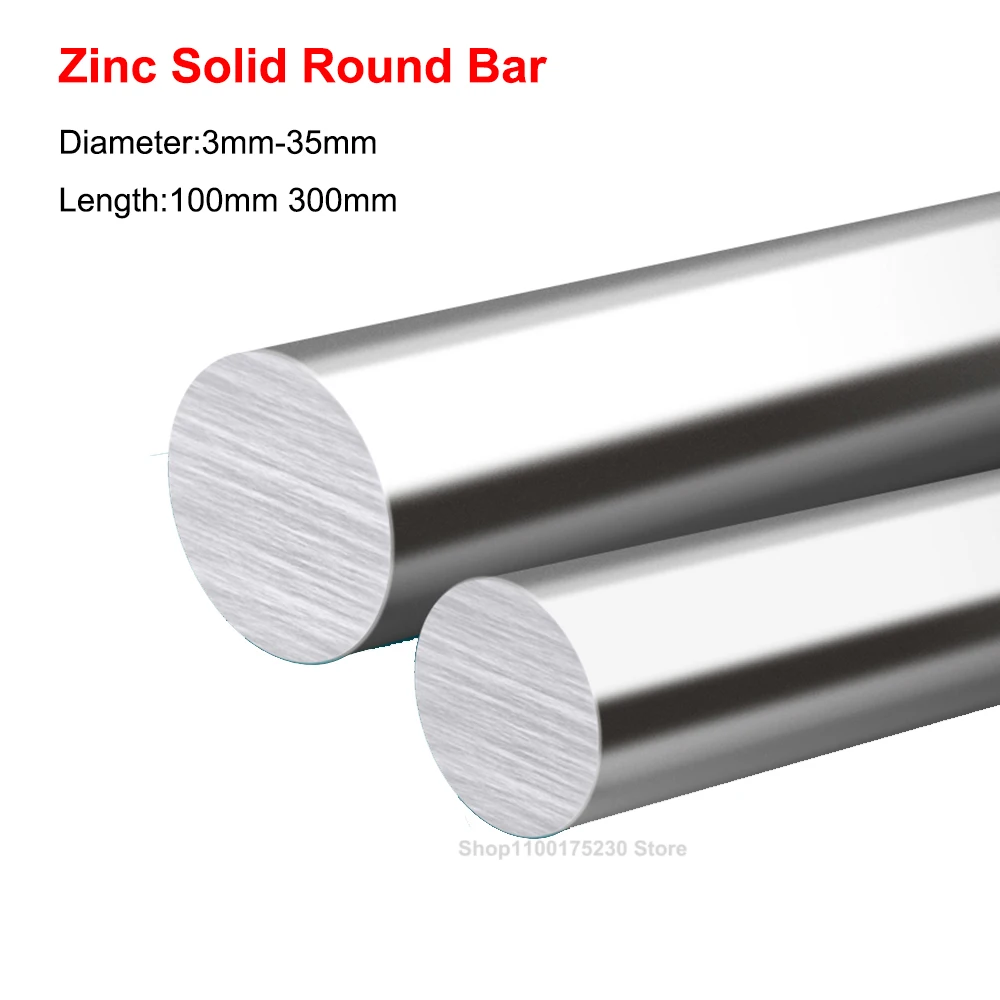1PCS Zinc Metal Rod Solid Round Bar High Purity Zn 99.99% Electroplate Anode Electrode Diameter 3mm-35mm