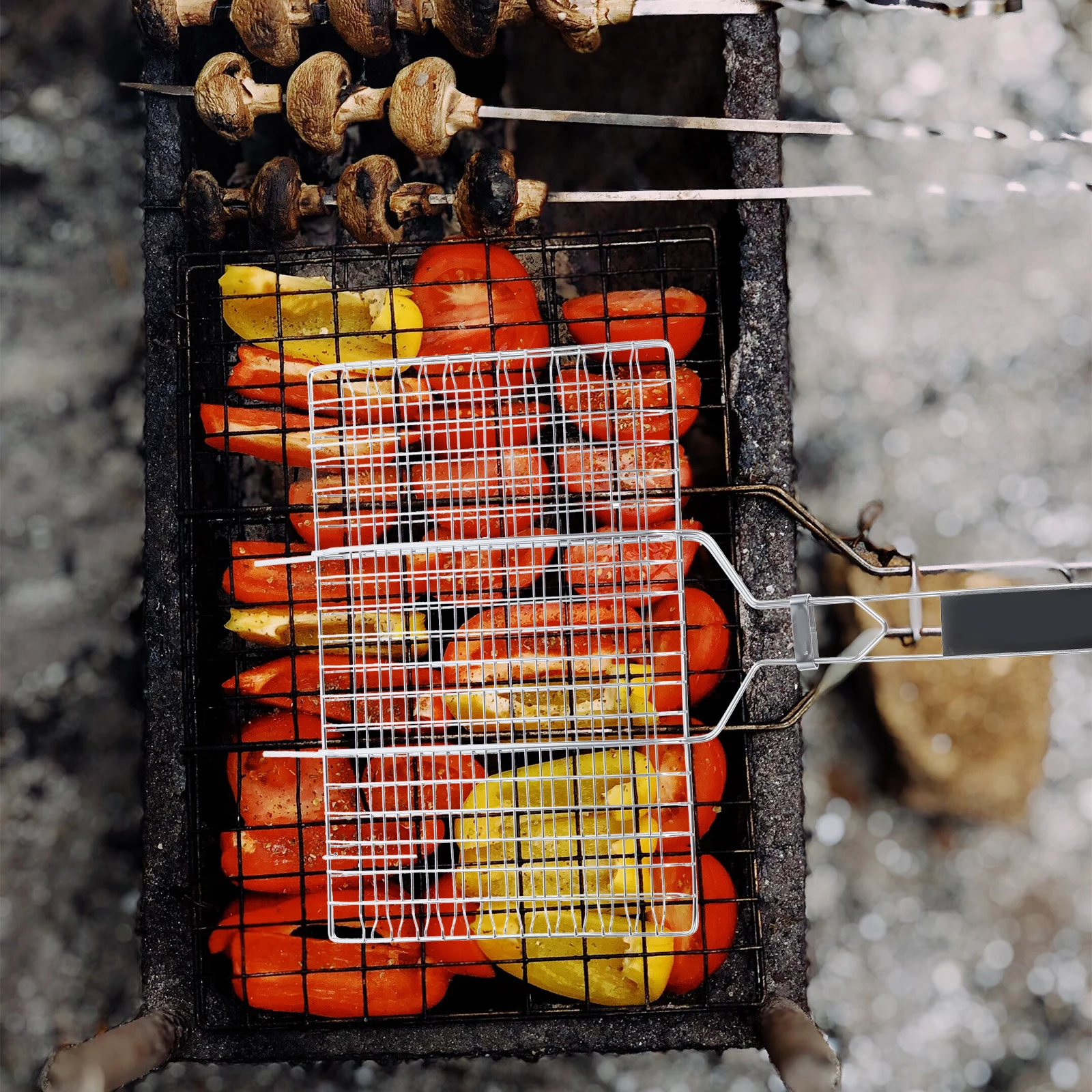 

Stainless Steel Barbecue Basket BBQ Folder Portable Outdoor Grill Small Size Camping Hiking Picnic Safe Use Disassemble Store