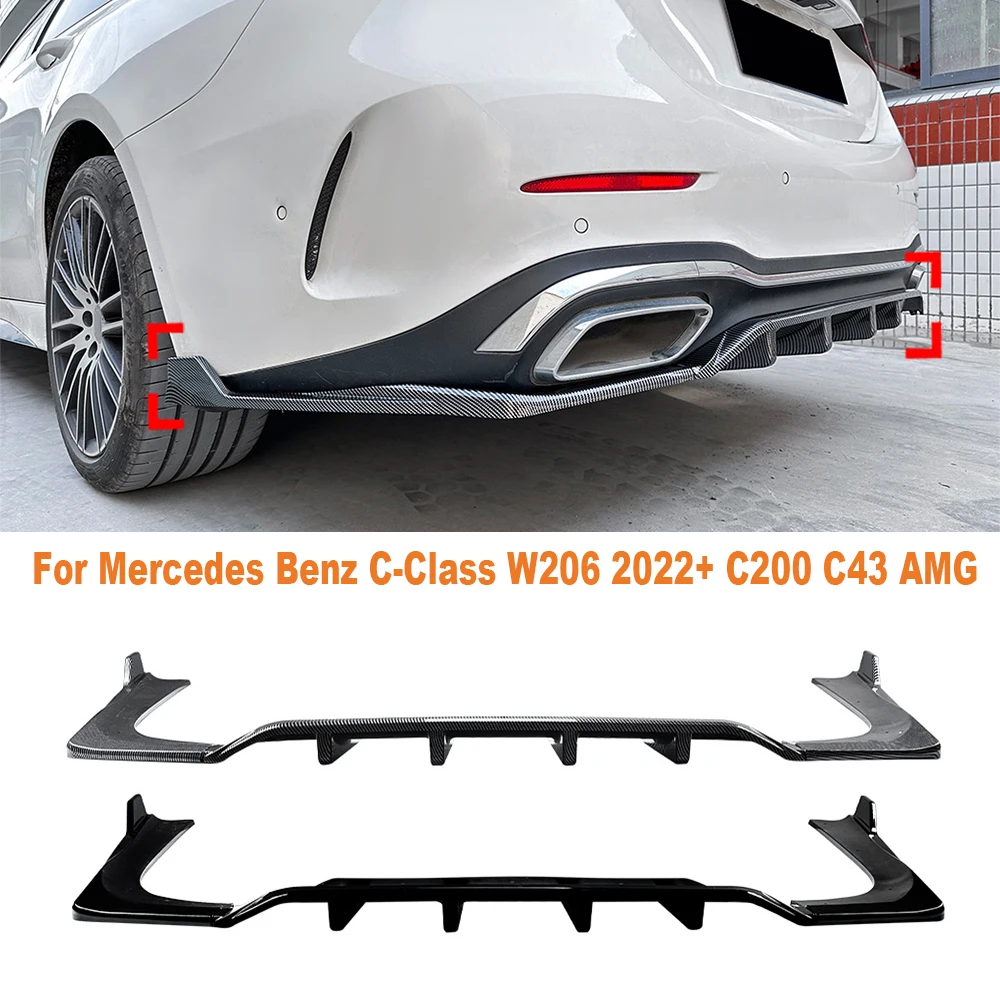 

Rear Bumper Lip Diffuser Spoiler Splitter Protector Car Styling Auto Accessory For Mercedes Benz C-Class W206 2022+ C200 C43 AMG