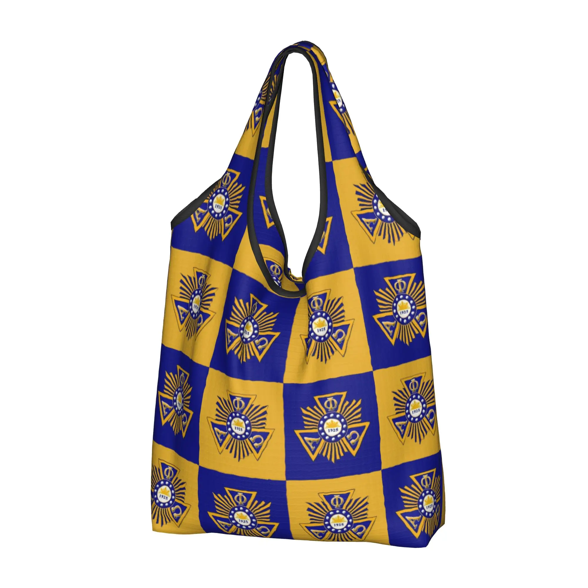 Checkered Plaid Alpha Phi Omegas  Groceries Shopping Bags Funny Shopper Tote Shoulder Bags APO Coeducational Fraternity  Handbag
