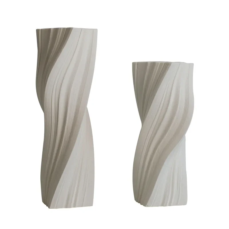 

Simple and modern handmade ceramic vase, pearl white home model house, homestay flower ware