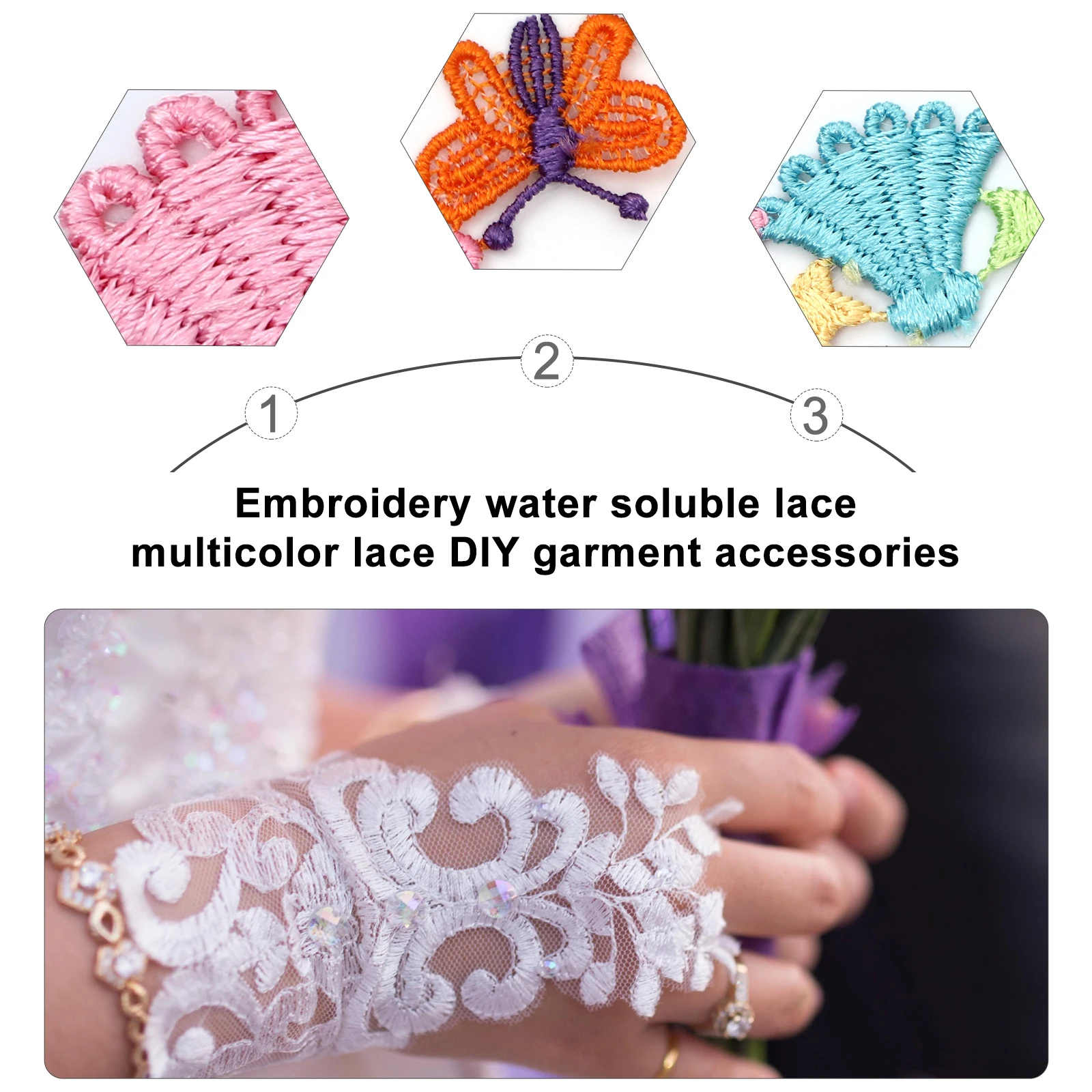 

5Pcs Embroidered Lace Ribbon Premium Polyester Silk Decorative Lace Trim for DIY Crafts Clothing Accessories Gift Wrapping Strap