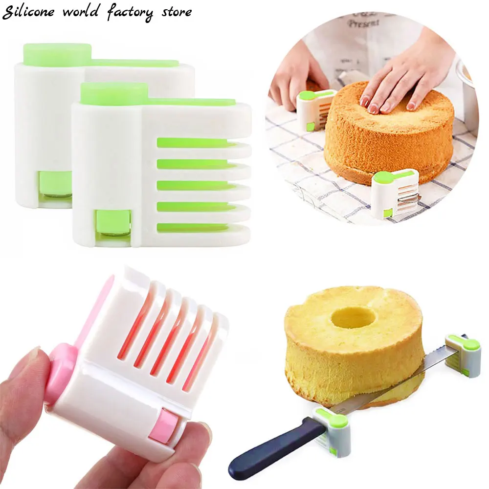 Silicone world 2Pcs 5Layers Bread Slicer Plastic Cake Bread Cutter Cutting Bread Knife Splitter Toast Slicer Kichen Baking