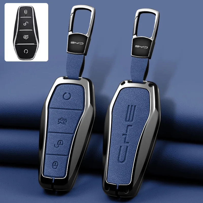 حافظة مفاتيح جلدية من سبائك الزنك للسيارة حامل لسيارة BYD Song Pro Tang Dm QIn PLUS MAX Yuan Atto 3 Han EV دولفين مفتاح السيارة الواقي #5