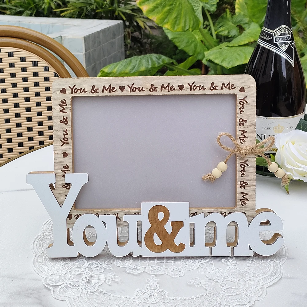 Wedding Picture Frames Mrs&Mr Love Wood Photo Frame Tabletop Wall Display Married 1st Christmas Bridal Shower Gifs Wedding Decor