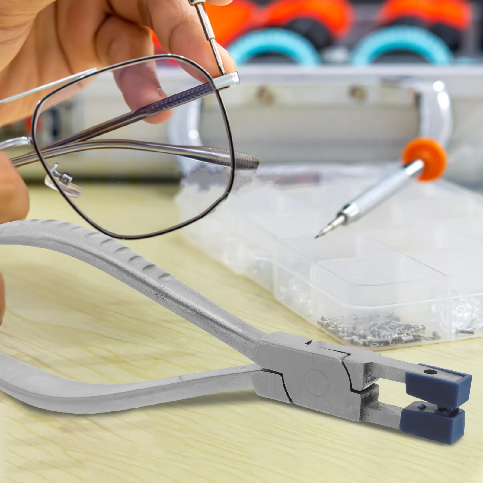 Compact Stainless Steel Eyeglasses Frame Pliers Professional Optical Repair Tool for Glasses Nose Pad Replacement Leg Adjustment