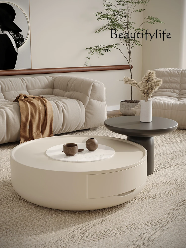 Cream Style Coffee Table Living Room Home French Entry Lux Coffee Table Modern Simple round Small Apartment