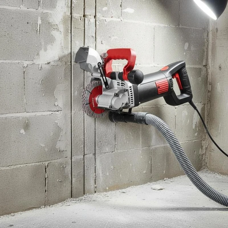 

Concrete Groove Cutter 42mm Width For Masonry Renovation Electrical Installation Plumbing 41mm Depth Wall Slotting Machine 8 Saw Blades 5" 6200r/Min One-time Forming Dustless Construction Tool